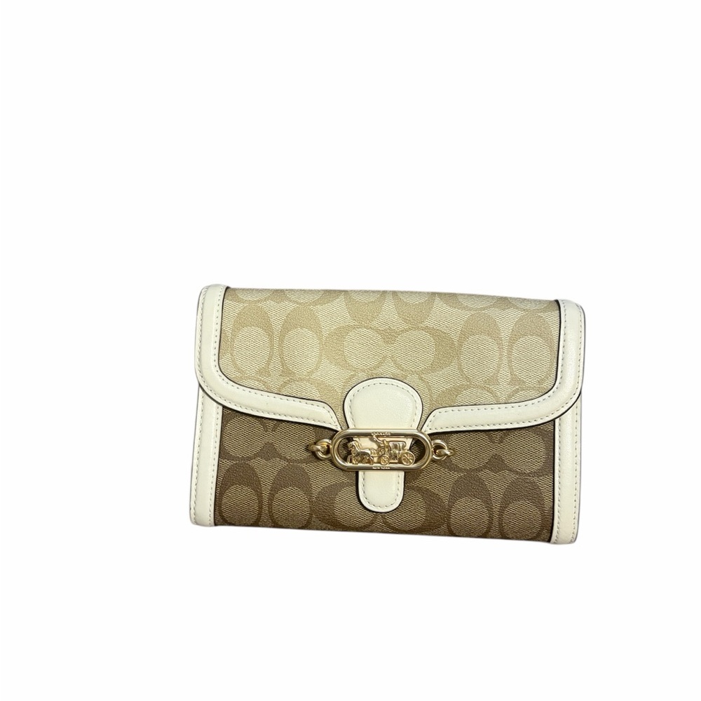 Coach Signature Canvas Wallet - Cream and Tan